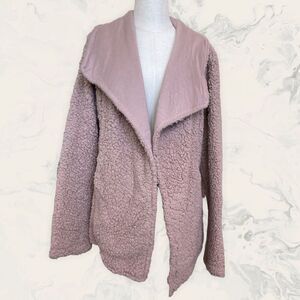 MNY Marc New York Performance Faux Sherpa Cardigan - Size XL - Blush